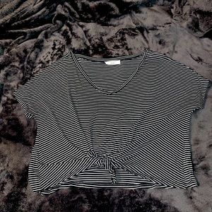 Striped Tie-Front Short Sleeve Top